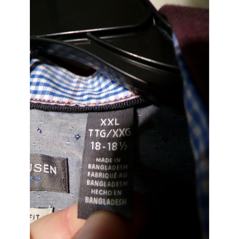 Van Heusen Originals Dress Shirt Men's 2XL Burgundy Classic Fit Long Sleeve - Picture 4 of 5